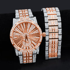 JUEGO DE PULSERA Y RELOJ ICED OUT INDEXADO ROMANO DE LUJO I 5307118