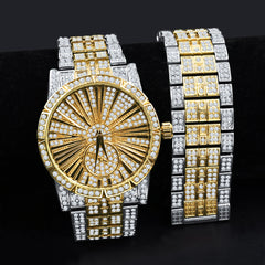 JUEGO DE PULSERA Y RELOJ ICED OUT INDEXADO ROMANO DE LUJO I 5307142