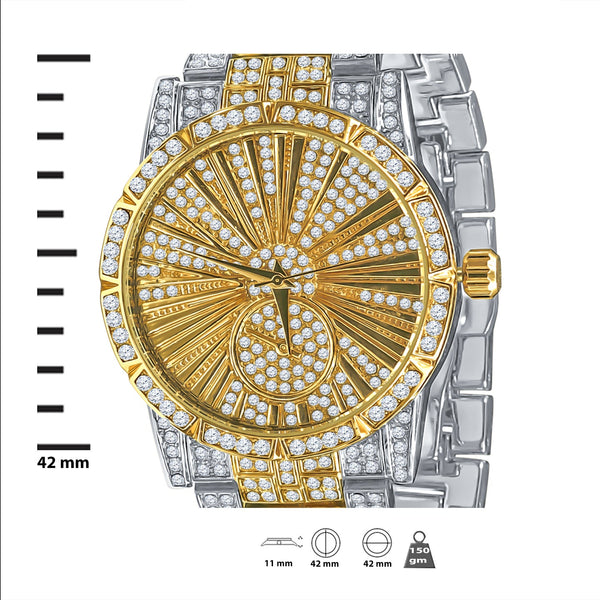 LUXE ROMAN INDEXED ICED OUT WATCH & BRACELET SET I 5307142