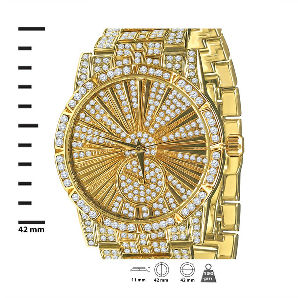 LUXE ROMAN INDEXED ICED OUT WATCH & BRACELET SET I 530712