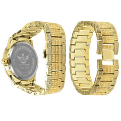 JUEGO DE PULSERA Y RELOJ ICED OUT INDEXADO ROMANO DE LUJO I 530712