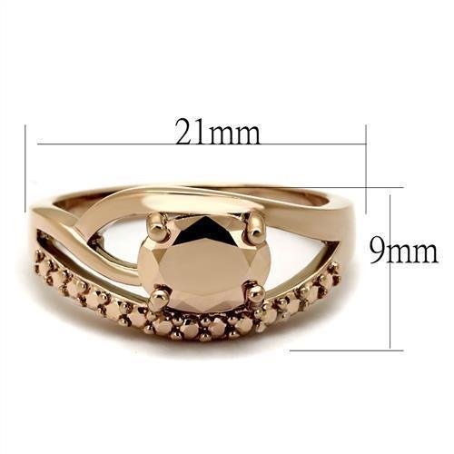 3W1198 - Anillo de latón IP de oro rosa (chapado de iones) con circonita de grado AAA en mí