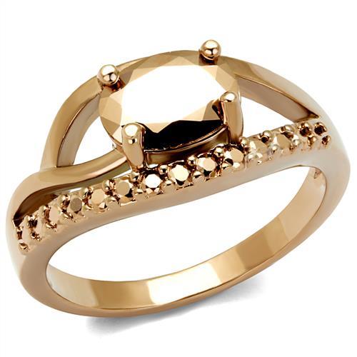 3W1198 - Anillo de latón IP de oro rosa (chapado de iones) con circonita de grado AAA en mí