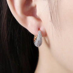 Crystals 18mm Pave Heart Filigree Teardrop Huggie  Earring