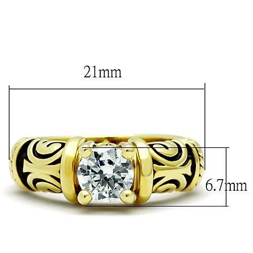 TK1377 - IP Gold(Ion Plating) Stainless Steel Ring with AAA Grade CZ