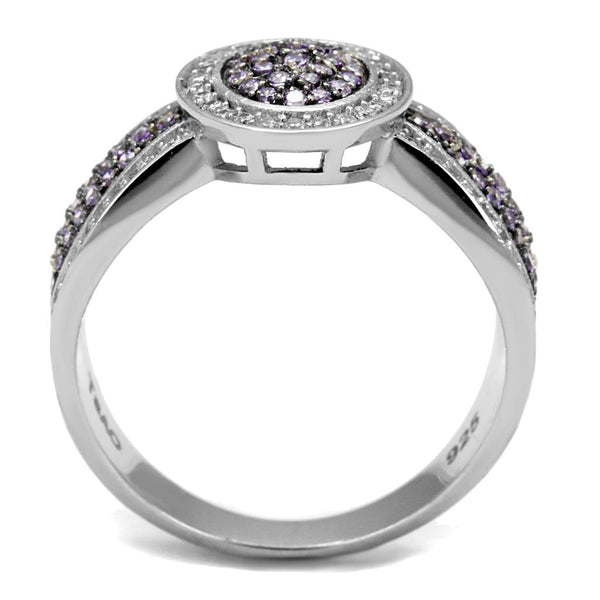 TS523 - Bague en argent sterling 925 rhodium + ruthénium avec CZ de qualité AAA