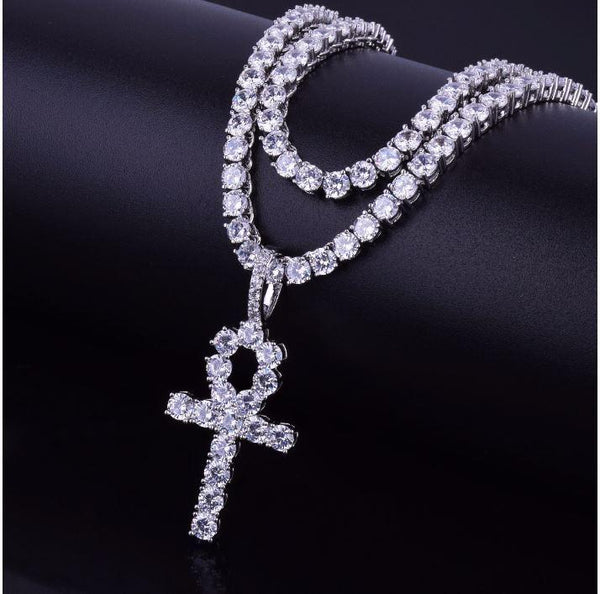 Paquete de cruz Ankh con circonita cúbica de tenis de 3MM HOLYGRAIL | 9603