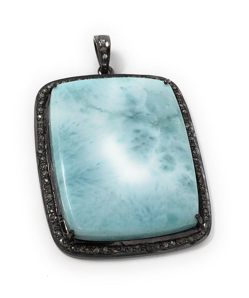 Larimar Pendant, Gemstone Pendant, Silver Pendant, Natural Larimar, Di