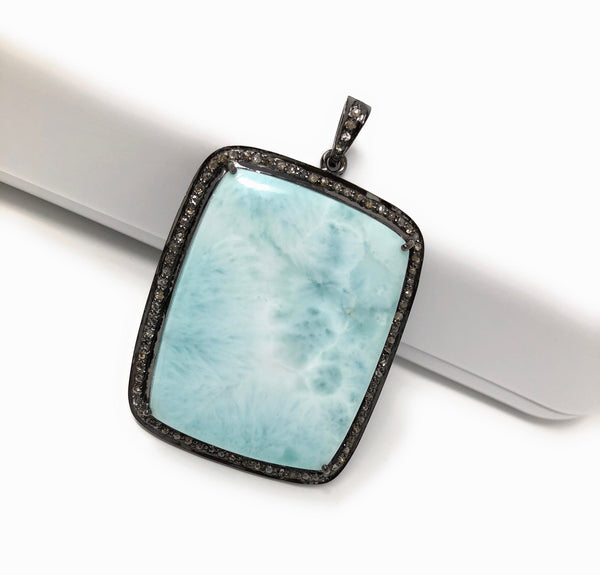 Larimar Pendant, Gemstone Pendant, Silver Pendant, Natural Larimar, Di