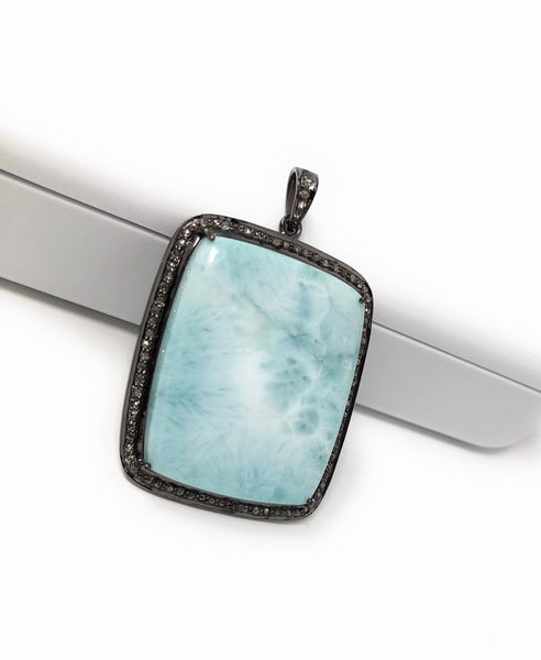 Larimar Pendant, Gemstone Pendant, Silver Pendant, Natural Larimar, Di