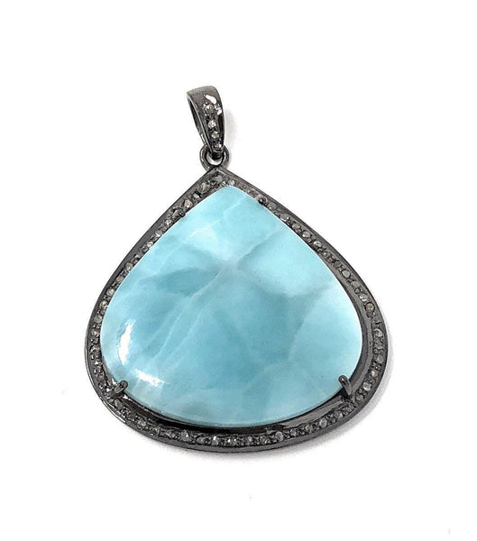 Larimar Pendant, Gemstone Pendant, Silver Pendant, Natural Larimar,