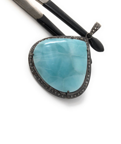 Larimar Pendant, Gemstone Pendant, Silver Pendant, Natural Larimar,