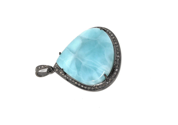 Larimar Pendant, Gemstone Pendant, Silver Pendant, Natural Larimar,