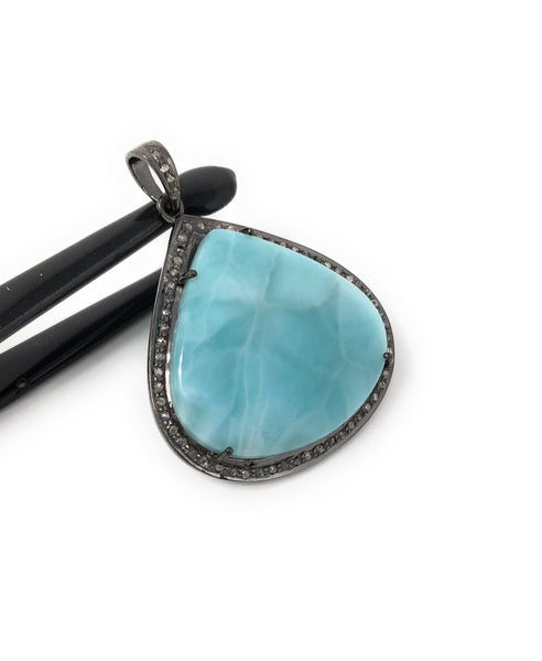 Larimar Pendant, Gemstone Pendant, Silver Pendant, Natural Larimar,