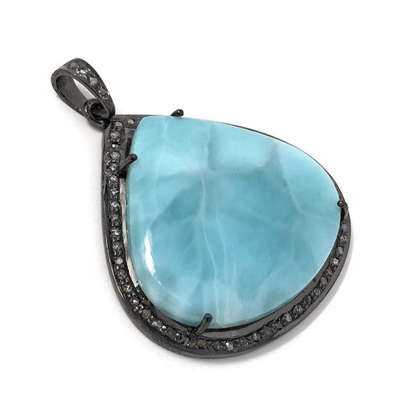 Larimar Pendant, Gemstone Pendant, Silver Pendant, Natural Larimar,