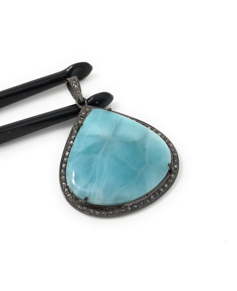 Larimar Pendant, Gemstone Pendant, Silver Pendant, Natural Larimar,