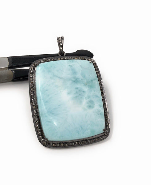 Larimar Pendant, Gemstone Pendant, Silver Pendant, Natural Larimar, Di