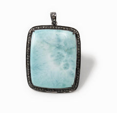 Larimar Pendant, Gemstone Pendant, Silver Pendant, Natural Larimar, Di