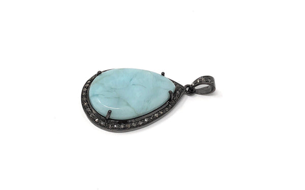 Larimar Pendant, Gemstone Pendant, Silver Pendant, Natural Larimar,