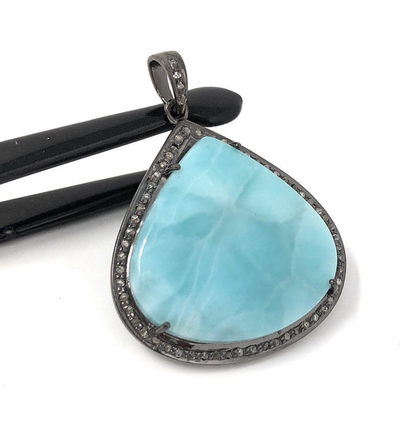 Larimar Pendant, Gemstone Pendant, Silver Pendant, Natural Larimar,