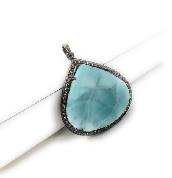 Larimar Pendant, Gemstone Pendant, Silver Pendant, Natural Larimar,