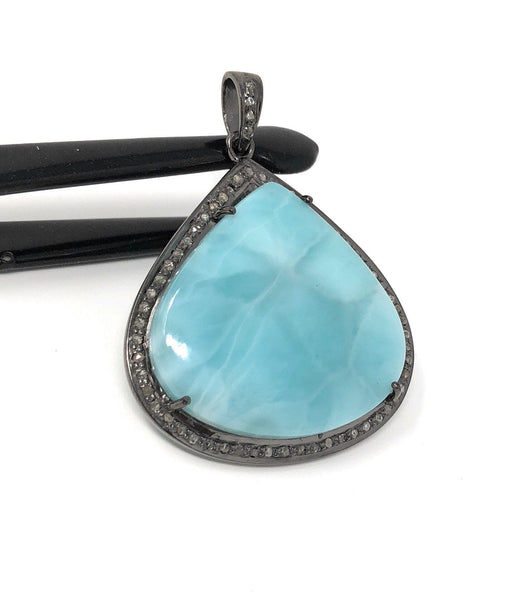 Larimar Pendant, Gemstone Pendant, Silver Pendant, Natural Larimar,