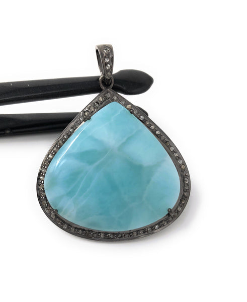 Larimar Pendant, Gemstone Pendant, Silver Pendant, Natural Larimar,