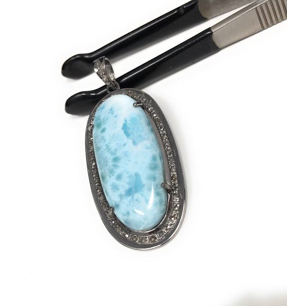 Larimar Pendant, Gemstone Pendant, Silver Pendant, Natural Larimar,