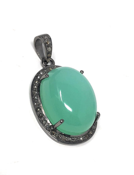 Chrysoprase Pendant, Gemstone Pendant, Silver Pendant, Chrysoprase