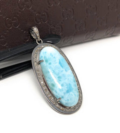 Larimar Pendant, Gemstone Pendant, Silver Pendant, Natural Larimar,