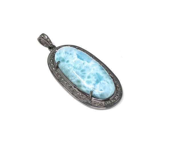 Larimar Pendant, Gemstone Pendant, Silver Pendant, Natural Larimar,