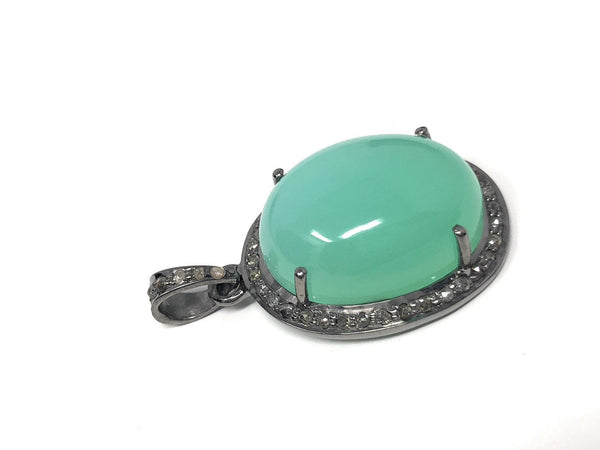 Chrysoprase Pendant, Gemstone Pendant, Silver Pendant, Chrysoprase