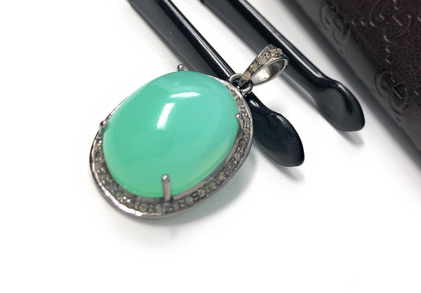 Chrysoprase Pendant, Gemstone Pendant, Silver Pendant, Chrysoprase