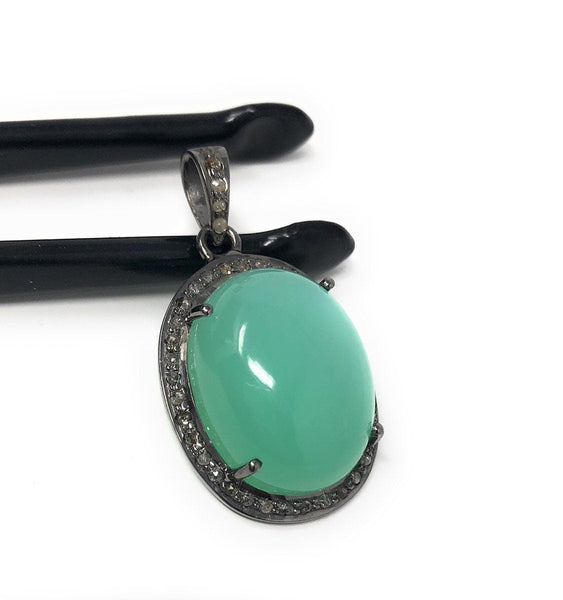 Chrysoprase Pendant, Gemstone Pendant, Silver Pendant, Chrysoprase