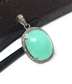 Chrysoprase Pendant, Gemstone Pendant, Silver Pendant, Chrysoprase