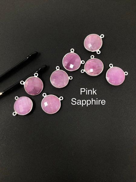 13 Pcs Natural Sapphire Gemstone Connectors, Sterling Silver Jewelry