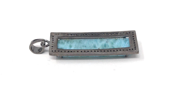 Larimar Pendant, Gemstone Bar Pendant, Silver Pendant, Natural