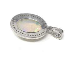 Ethiopian Opal Pendant, Gemstone Pendant, Diamond Pendant, Sterling