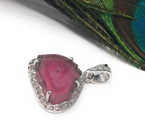 Pink Tourmaline Pendant, Gemstone Pendant, Sterling Silver Tourmaline