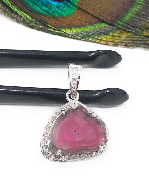 Pink Tourmaline Pendant, Gemstone Pendant, Sterling Silver Tourmaline