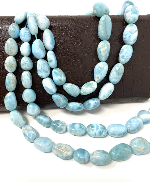 16” Larimar Beads, Gemstone Beads, Genuine Dominican Republic Larimar