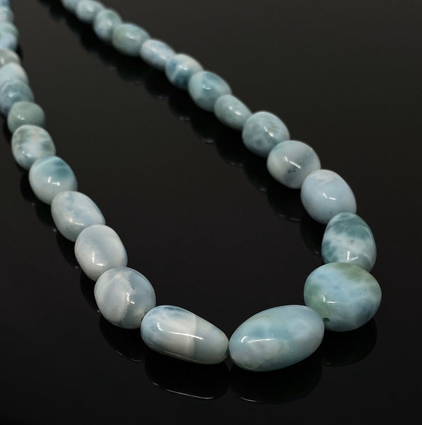 Larimar Necklace - Beaded Necklace, Gemstone Necklace, Bohemian