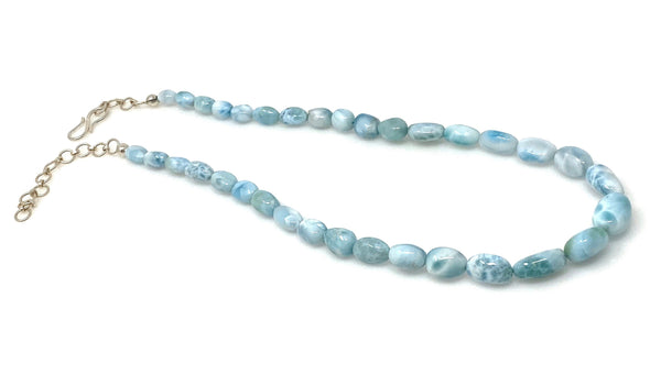 Larimar Necklace - Beaded Necklace, Gemstone Necklace, Bohemian