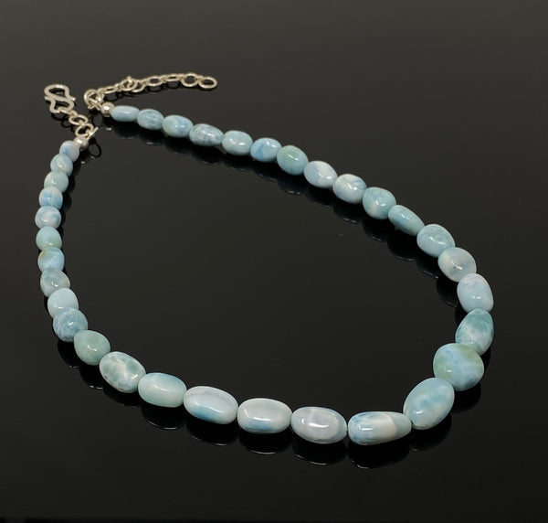 Larimar Necklace - Beaded Necklace, Gemstone Necklace, Bohemian