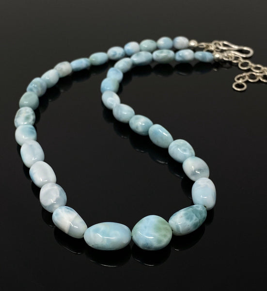 Larimar Necklace - Beaded Necklace, Gemstone Necklace, Bohemian