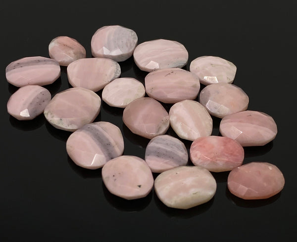 10 Pcs Natural Pink Opal Rose Cut Cabochons, Loose Gemstones, Peruvian