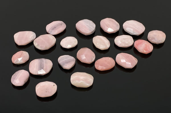 10 Pcs Natural Pink Opal Rose Cut Cabochons, Loose Gemstones, Peruvian