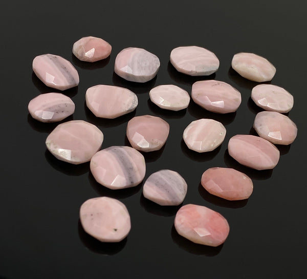 10 Pcs Natural Pink Opal Rose Cut Cabochons, Loose Gemstones, Peruvian