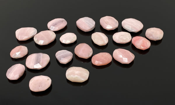 10 Pcs Natural Pink Opal Rose Cut Cabochons, Loose Gemstones, Peruvian