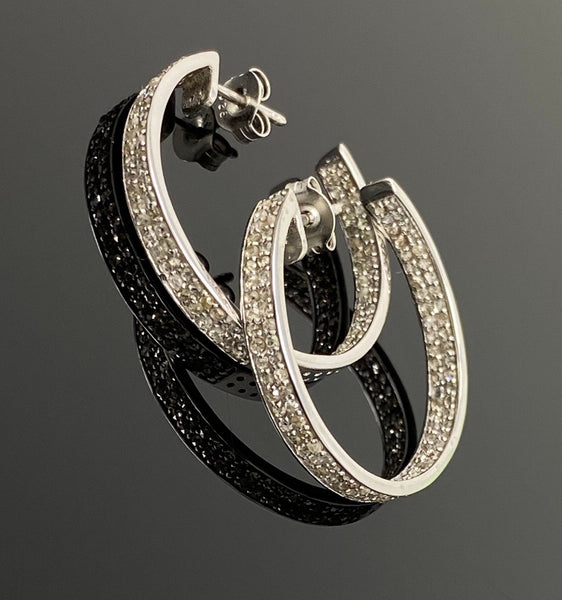 Boucles d’oreilles Diamond Hoop de 25 mm, boucles d’oreilles en diamant pavé d’argent sterling,